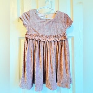 Bonnie Jean Blush Velvet Ruffle Waist Dress